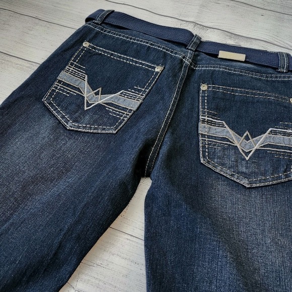 Men's Distressed Dark Blue Wash Denim Shorts Skinny Fit - Picture 8 of 11